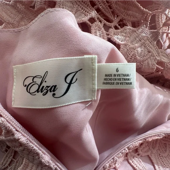 Eliza J Asymmetrical Size 6 Lace Dress in Blush - Picture 3 of 3